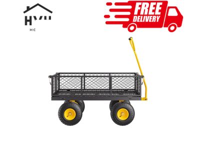 Steel Garden Cart 900lb Capacity Heavy Duty Yard Wagon Cart 10in Tires
