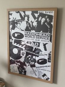 Radiohead poster in solid oak frame