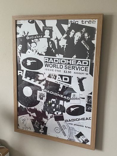Radiohead poster in solid oak frame