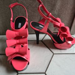 Stiletto High Heel Platform  pink shoes bow ASOS uk5
