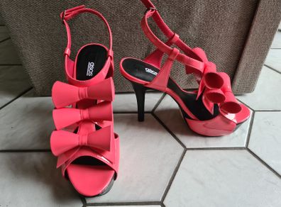 Stiletto High Heel Platform  pink shoes bow ASOS uk5