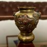 An Antique Japanese Meiji Period Brass And Copper Miniature Vase Image 3