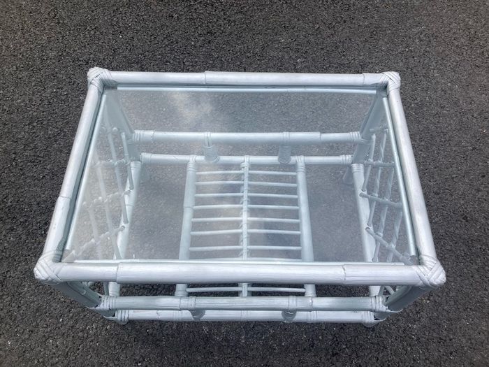 Cane bamboo coffee table glass top
