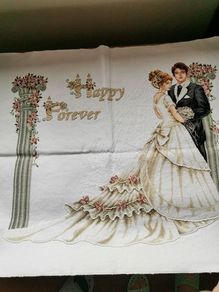 Handmade Cross Stitch Embroidery - Wedding happy forever