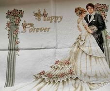 Handmade Cross Stitch Embroidery - Wedding happy forever