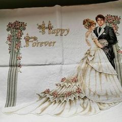 Handmade Cross Stitch Embroidery - Wedding happy forever