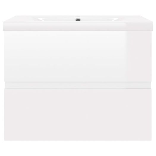 Sink Cabinet with Built-in Basin High Gloss White Chipboard