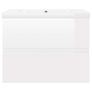 Sink Cabinet with Built-in Basin High Gloss White Chipboard Image 7