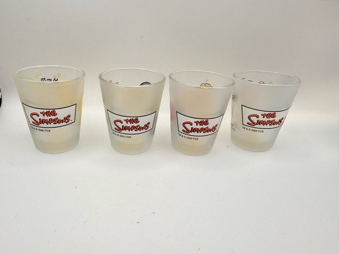 Vintage 2000 The Simpsons Matt Groening Frosted Shot Glasses