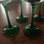 Luminarc  France Mid Century Green Stemmed Wine Glasses Image 2