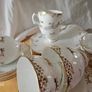 Fine bone China teaset Royal Tara gold white gilded 21 piece set Image 2