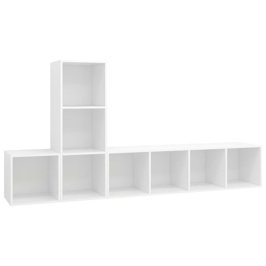 3 Piece TV Cabinet Set White Chipboard