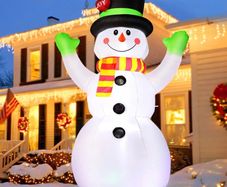 7 FT Christmas Inflatables Snowman, 210 cm Blow up Giant Snow Man with Built-in Bright LED Light and Magic Hat, IP44 Weatherproof Xmas Decoration for Holiday Garden Yard Patio Lawn Home Party Indoor (FREE POSTAGE)