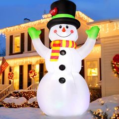7 FT Christmas Inflatables Snowman, 210 cm Blow up Giant Snow Man with Built-in Bright LED Light and Magic Hat, IP44 Weatherproof Xmas Decoration for Holiday Garden Yard Patio Lawn Home Party Indoor (FREE POSTAGE)