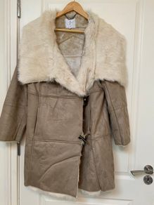 Jasper Conran faux suede and fur coat - beige