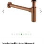 Vado Individual Round Bottle Basin Waste Trap - brushed bronze Image 2