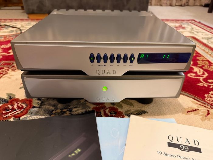 QUAD 99 Stereo Amplifier And Preamp Set - Phono MC/MM Input - Manuals & QuadLink Cable- Free Postage