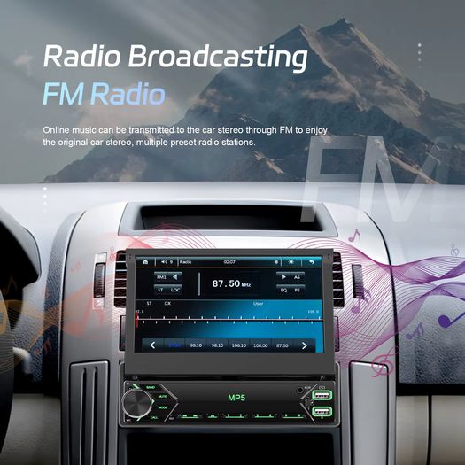 1DIN 7 Inch HD Manual Retractable Screen Car Radio MP5 Player Built In FM Radio Receiver Multifunctional Multimedia Autoradio For Car Radio 1 Din Entertainment System