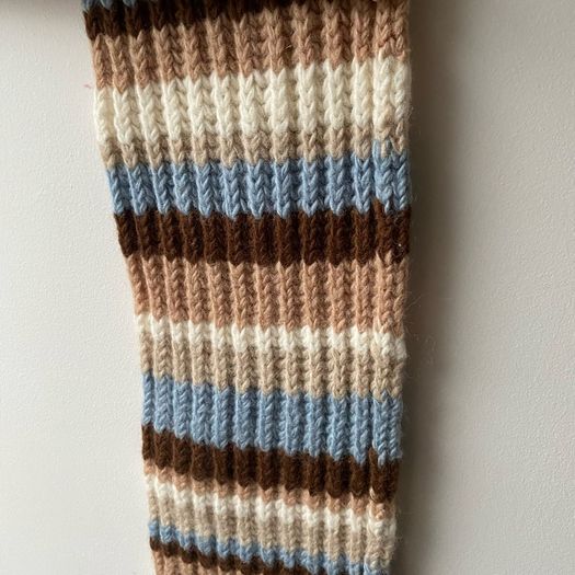 Erin Knitwear Ireland 100% Pure Wool Striped Scarf Perfect Condition Ribbed Winter Scarf