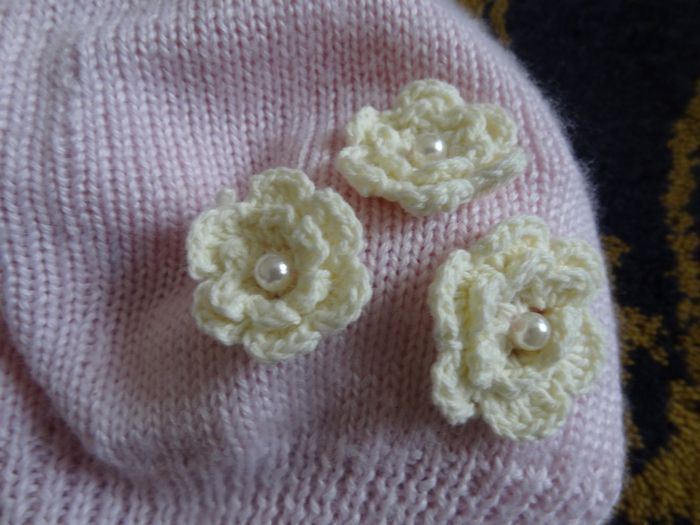 Girls hat cotton viscosa 2-5yo hand made decoration