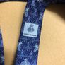 Designer silk tie in blues with bee pattern Image 2