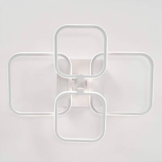FLASH SALE Modern LED Ceiling Light with 4 White Squares, 60W Flush Mount Pendant Light, Acrylic Chandelier for Living Room Bedroom Dining Room, 6000K Cool White Light