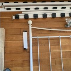 white metal double bed
