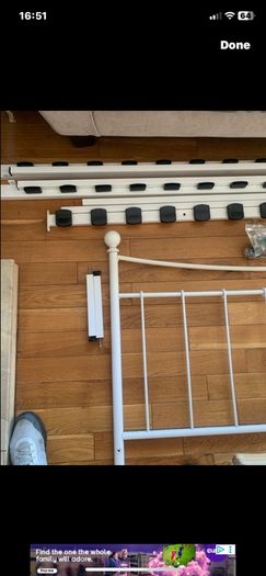 white metal double bed