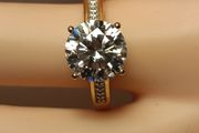 3 carat Moissanite Solitaire Ring in 18kt Vermeil Hard Gold Plated Sterling Silver (Bargain)