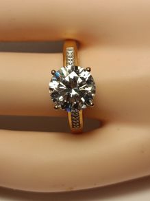 3 carat Moissanite Solitaire Ring in 18kt Vermeil Hard Gold Plated Sterling Silver (Bargain)