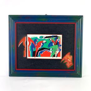 Vintage print of painting with parrots