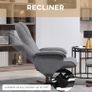 Linen Swivel Recliner Chair with Footstool, Upholstered Reclining Armchair with Wooden Base for Living Room, Grey Image 3