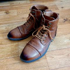 Men's Brown Leather Side-Zip Boots