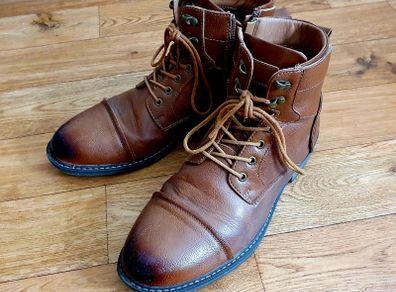 Men's Brown Leather Side-Zip Boots