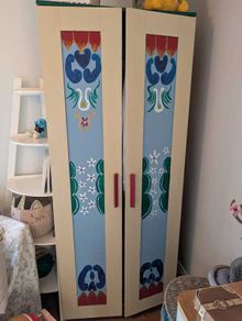 Hand-painted two-door wardrobe (kids' bedroom)