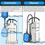 900W Stainless Steel Submersible Water Pump with Float Switch, 13000 L/H Electric Sump Pump for Dirty/Clean Water Image 2