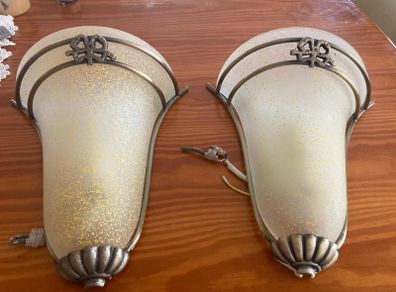 Wall Mounted Scavoglass Frosted Lights (pair)