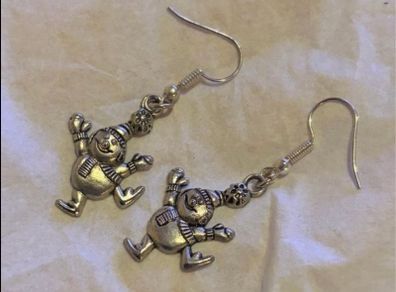 Costume snowman drop earrings