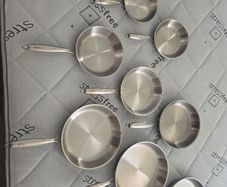 Ibili triply frying pans set, new. 16-32cm