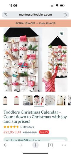 Toddlers Christmas Calendar Count down to Christmas with joy and surprises