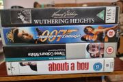 4 VHS tapes (The Olivier Wuthering Heights, The World is not enough 007, Three colours: White, About a boy)