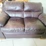 2 x two seater brown faux leather couches Image 6