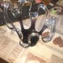 Newgrange Living Freeform Art Glass Abstract Candle Holder in deep purple and clear glass, Postage Available or Collection Image 2