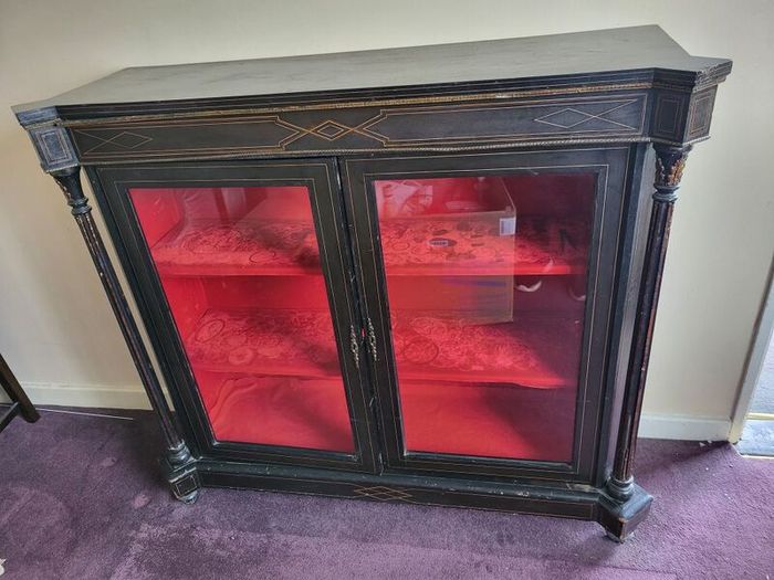 vintage china cabinet double glass doors
