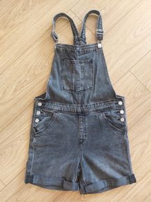 Black denim dungarees - size 12-13 years