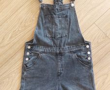 Black denim dungarees - size 12-13 years