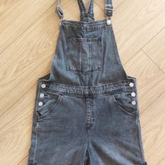 Black denim dungarees - size 12-13 years