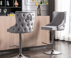 Modern Velvet Bar Stools Set Height Adjustable Counter Stools with Backrest