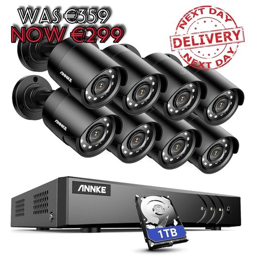 NEW SALE | CCTV Camera System Outdoor, Smart Human/Vehicle Detection, 8 x 2MP Security Bullet Cameras and 3K Lite 8CH Surveillance DVR with 1TB HDD