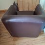 2 chocolate faux leather armchairs Image 3